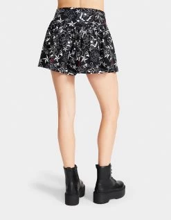 PRETTY IN PUNK VINTAGE INSPIRED FLOUNCE MINI SKIRT TATTOO PRINT -Betsey Johnson BETSEY JOHNSON JL308661 BLACK 04