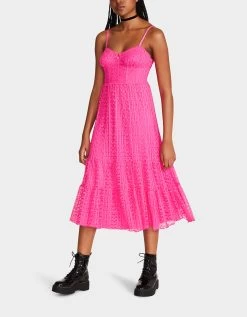 AVA CORSET MIDI DRESS PINK -Betsey Johnson BETSEY JOHNSON JN108280 STARGAZER PINK 03