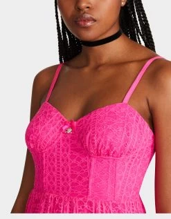AVA CORSET MIDI DRESS PINK -Betsey Johnson BETSEY JOHNSON JN108280 STARGAZER PINK 05