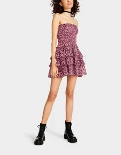 VINTAGE DITSY FLORAL STRAPLESS MINI DRESS PINK -Betsey Johnson BETSEY JOHNSON JN108395 SACHET PINK 02