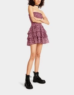 VINTAGE DITSY FLORAL STRAPLESS MINI DRESS PINK -Betsey Johnson BETSEY JOHNSON JN108395 SACHET PINK 03