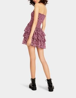 VINTAGE DITSY FLORAL STRAPLESS MINI DRESS PINK -Betsey Johnson BETSEY JOHNSON JN108395 SACHET PINK 04