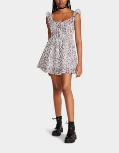 VINTAGE DITSY FLORAL MINI DRESS WHITE MULTI 12 VINTAGE DITSY FLORAL MINI DRESS WHITE MULTI -Betsey Johnson BETSEY JOHNSON JN108408 SONIC WHITE 02