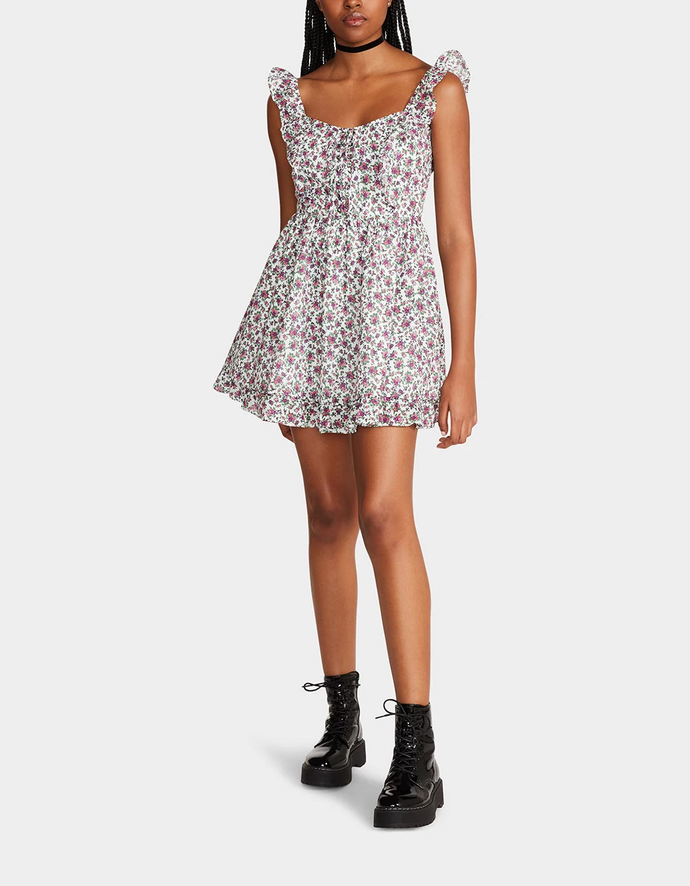 VINTAGE DITSY FLORAL MINI DRESS WHITE MULTI 6 VINTAGE DITSY FLORAL MINI DRESS WHITE MULTI - Image 4