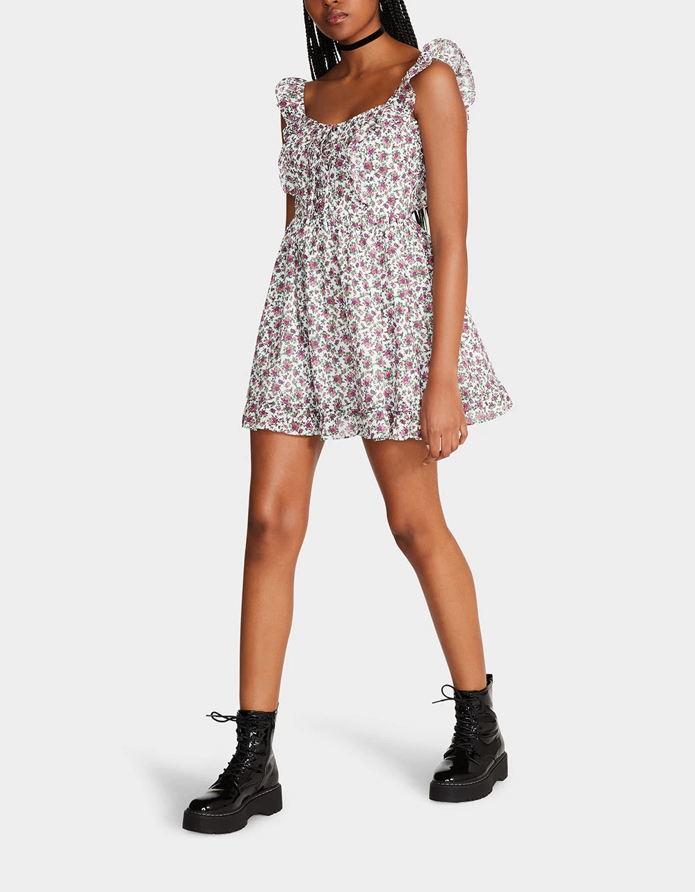 VINTAGE DITSY FLORAL MINI DRESS WHITE MULTI 7 VINTAGE DITSY FLORAL MINI DRESS WHITE MULTI - Image 5