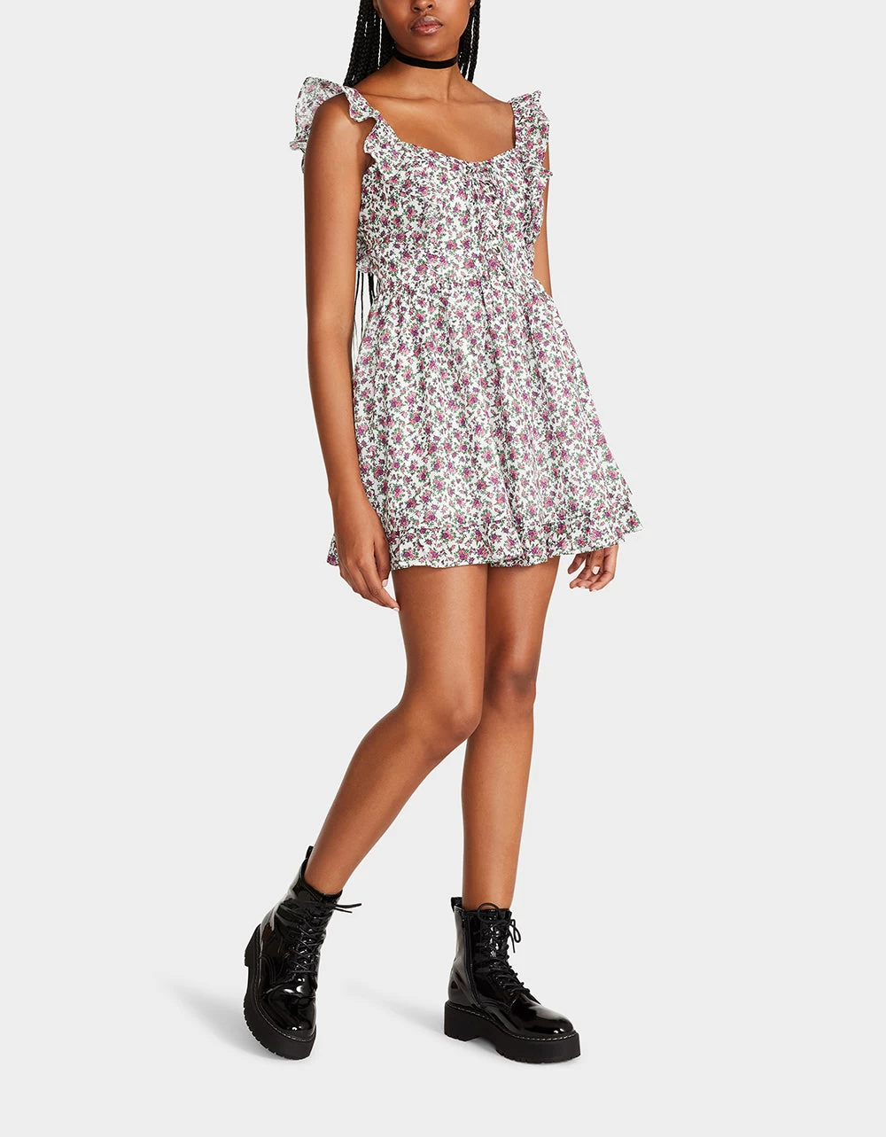 VINTAGE DITSY FLORAL MINI DRESS WHITE MULTI 8 VINTAGE DITSY FLORAL MINI DRESS WHITE MULTI - Image 6