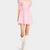EYELET CORSET MINI DRESS PINK 1 EYELET CORSET MINI DRESS PINK -Betsey Johnson BETSEY JOHNSON JN108428 STARGAZER PINK 01