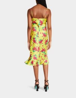 BETSEYS PAINTED ROSE MIDI DRESS LIME -Betsey Johnson BETSEY JOHNSON JN108510 SULPHUR SPRINGS 04