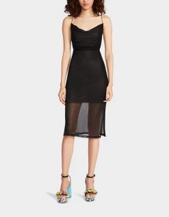 SIENNA COWL NECK MIDI DRESS BLACK -Betsey Johnson BETSEY JOHNSON JN208652 RAVEN BLACK 01copy