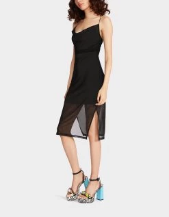 SIENNA COWL NECK MIDI DRESS BLACK -Betsey Johnson BETSEY JOHNSON JN208652 RAVEN BLACK 04copy