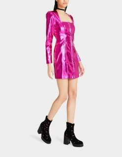 STACY MINI DRESS PINK 14 STACY MINI DRESS PINK -Betsey Johnson BETSEY JOHNSON JN308900 METALLIC PINK 02