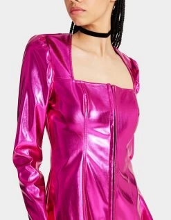 STACY MINI DRESS PINK 12 STACY MINI DRESS PINK -Betsey Johnson BETSEY JOHNSON JN308900 METALLIC PINK 03