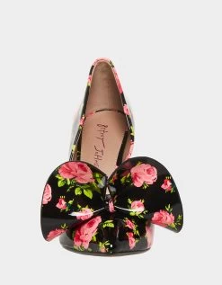 NOBBLE-P BLACK MULTI 14 NOBBLE-P BLACK MULTI -Betsey Johnson BETSEY JOHNSON NOBBLE P BLACK FLORAL FRONT