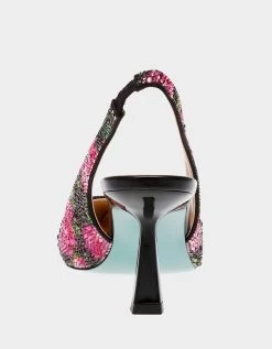 CLARK BLACK/PINK FLORAL -Betsey Johnson BETSEY JOHNSON SHOES SB CLARK BLACK PINK FLORAL BACK