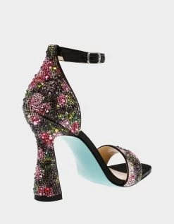 DANI BLACK/PINK FLORAL -Betsey Johnson BETSEY JOHNSON SHOES SB DANI FLORALS BLACK ALT1