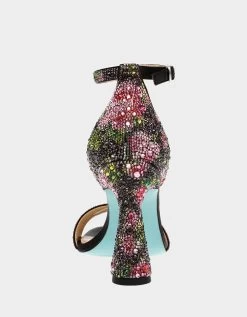 DANI BLACK/PINK FLORAL -Betsey Johnson BETSEY JOHNSON SHOES SB DANI FLORALS BLACK BACK