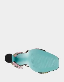 DANI BLACK/PINK FLORAL -Betsey Johnson BETSEY JOHNSON SHOES SB DANI FLORALS BLACK BOTTOM