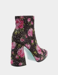 DELLA BLACK/PINK FLORAL -Betsey Johnson BETSEY JOHNSON SHOES SB DELLA BLACK FLORAL ALT1