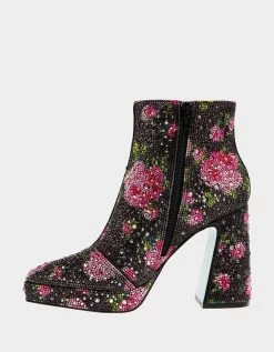 DELLA BLACK/PINK FLORAL -Betsey Johnson BETSEY JOHNSON SHOES SB DELLA BLACK FLORAL INSIDE