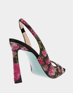 MINA BLACK/PINK FLORAL -Betsey Johnson BETSEY JOHNSON SHOES SB MINA BLACK PINK FLORAL ALT1