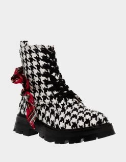ROZEY BLACK/WHITE -Betsey Johnson BETSEYJOBETSEYJOHNSON BOOTIES ROZEY HOUNDSTOOTH BLACK WHITE