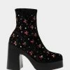 HARRIET BLACK -Betsey Johnson BETSEYJOHNSON BOOTIES LD04520 BLACK VELVET SIDE