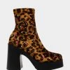 HARRIET LEOPARD -Betsey Johnson BETSEYJOHNSON BOOTIES LD04520 LEOPARD VELVET SIDE