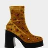 HARRIET YELLOW -Betsey Johnson BETSEYJOHNSON BOOTIES LD04520 MARIGOLD VELVET SIDE