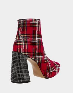 RAYLAN RED PLAID -Betsey Johnson BETSEYJOHNSON BOOTIES RAYLAN RED MULTI ALT1