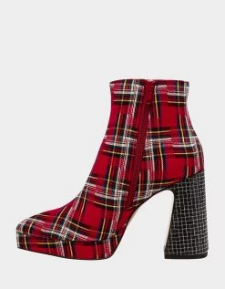 RAYLAN RED PLAID -Betsey Johnson BETSEYJOHNSON BOOTIES RAYLAN RED MULTI INSIDE