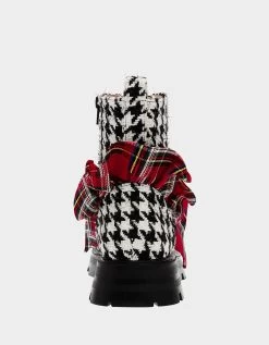 ROZEY BLACK/WHITE -Betsey Johnson BETSEYJOHNSON BOOTIES ROZEY HOUNDSTOOTH BLACK WHITE BACK