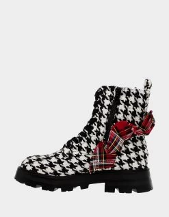 ROZEY BLACK/WHITE -Betsey Johnson BETSEYJOHNSON BOOTIES ROZEY HOUNDSTOOTH BLACK WHITE INSIDE