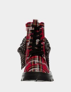 ROZEY RED PLAID -Betsey Johnson BETSEYJOHNSON BOOTIES ROZEY RED MULTI 1