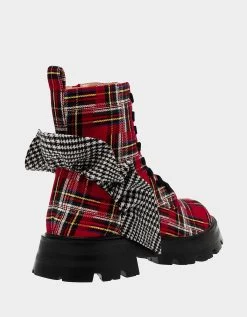 ROZEY RED PLAID -Betsey Johnson BETSEYJOHNSON BOOTIES ROZEY RED MULTI ALT1
