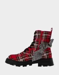 ROZEY RED PLAID -Betsey Johnson BETSEYJOHNSON BOOTIES ROZEY RED MULTI INSIDE