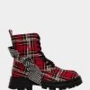 ROZEY RED PLAID -Betsey Johnson BETSEYJOHNSON BOOTIES ROZEY RED MULTI SIDE