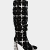 DECLAAN BLACK/WHITE MULTI -Betsey Johnson BETSEYJOHNSON BOOTS LIZAH WHEAR 002 BLACK WHITE SIDE