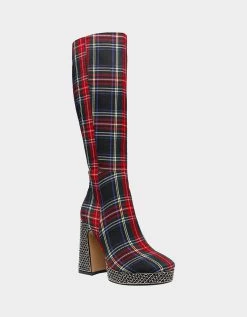 VALERIA BLACK PLAID -Betsey Johnson BETSEYJOHNSON BOOTS VALERIA BLACK PLAID