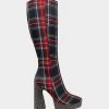 VALERIA BLACK PLAID -Betsey Johnson BETSEYJOHNSON BOOTS VALERIA BLACK PLAID SIDE