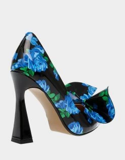 NOBBLE-P BLUE MULTI -Betsey Johnson BETSEYJOHNSON DRESS NOBBLE P BLUE BLACK FLORAL ALT1