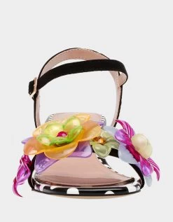 DOTTEE BLACK MULTI -Betsey Johnson BETSEYJOHNSON SANDALS DOTTEEBLK WHTMULTI FRONT 1