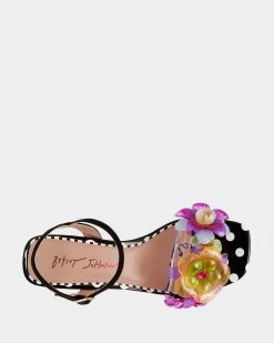 DOTTEE BLACK MULTI -Betsey Johnson BETSEYJOHNSON SANDALS DOTTEEBLK WHTMULTI TOP