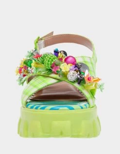 FRANKEE GREEN MULTI -Betsey Johnson BETSEYJOHNSON SANDALS FRANKEEGREENMULTI FRONT