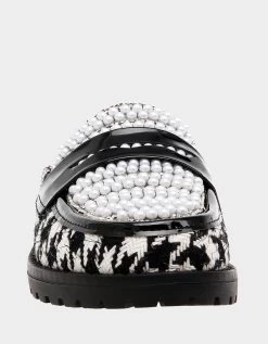RONIN BLACK/WHITE -Betsey Johnson BETSEYJOHNSON SANDALS RONIN HOUNDSTOOTH FRONT