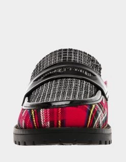 RONIN RED PLAID -Betsey Johnson BETSEYJOHNSON SANDALS RONIN RED MULTI FRONT