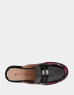 RONIN RED PLAID -Betsey Johnson BETSEYJOHNSON SANDALS RONIN RED MULTI TOP