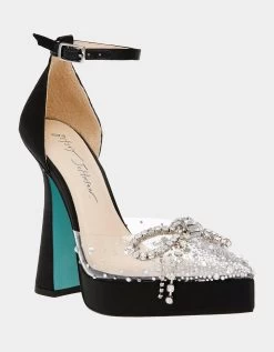 CHER BLACK SATIN 14 CHER BLACK SATIN -Betsey Johnson BETSEYJOHNSON SANDALS SB CHERBLACKSATIN