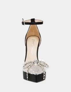 CHER BLACK SATIN 15 CHER BLACK SATIN -Betsey Johnson BETSEYJOHNSON SANDALS SB CHERBLACKSATIN FRONT