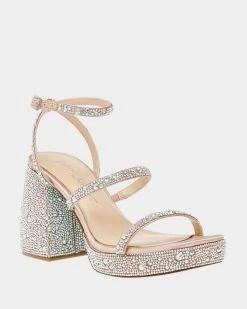 DENNI RHINESTONES -Betsey Johnson BETSEYJOHNSON SANDALS SB DENNI CHAMPAGNE