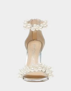 SB-FAY SILVER -Betsey Johnson BETSEYJOHNSON SANDALS SB FAY SILVER PEARL FRONT
